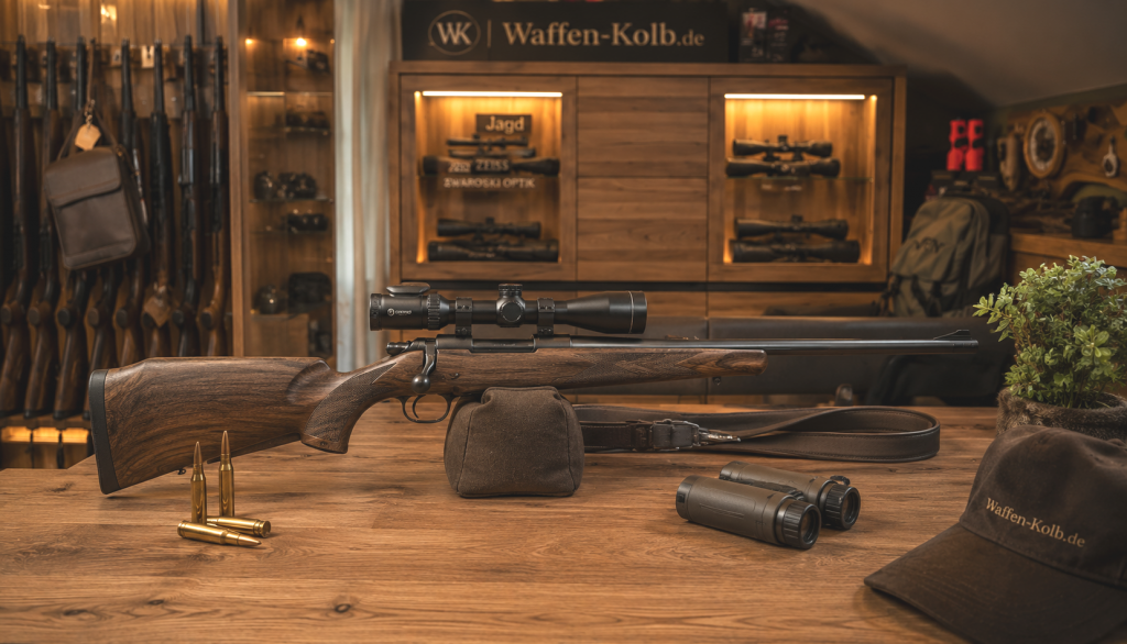 Jagdwaffe mit Optik im Beratungsraum von Waffen-Kolb