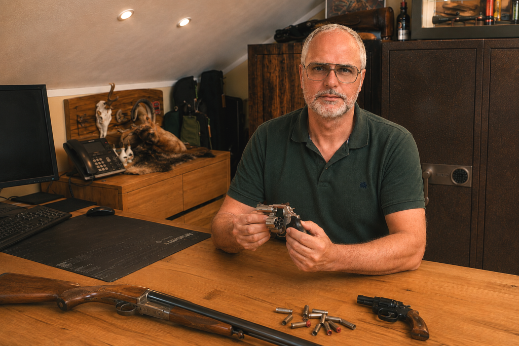 Praktische Vorbereitung eines Jagdschülers zur sicheren Handhabung einer Kurzwaffe